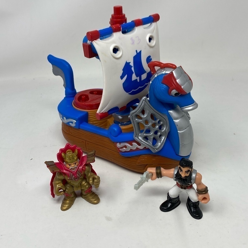 Imaginext Play Set Viking Pirate Dragon Boat Lot Fisher Price with figures
